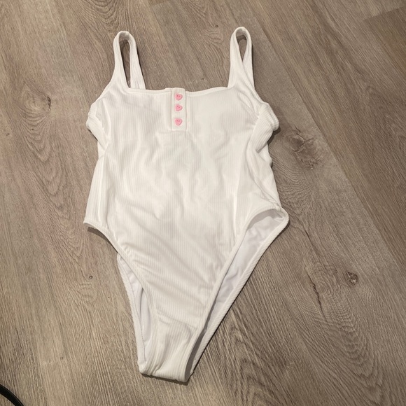 NWT Stoney Clover Lane Target White Ribbed One Piece Bathing Suit - Picture 2 of 6